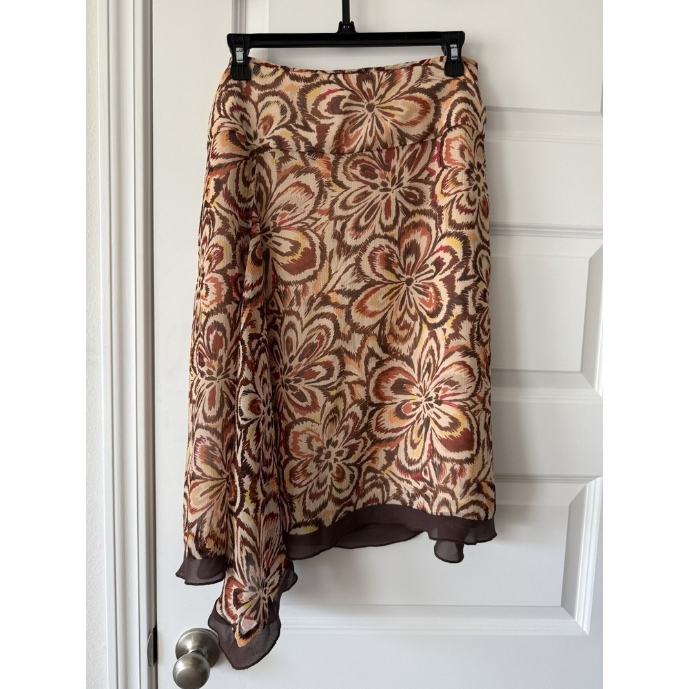 Worthington Knee Length Brown Floral Skirt Size 10